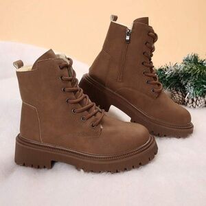 SHEIN Brown Lace-Up Boots for Women